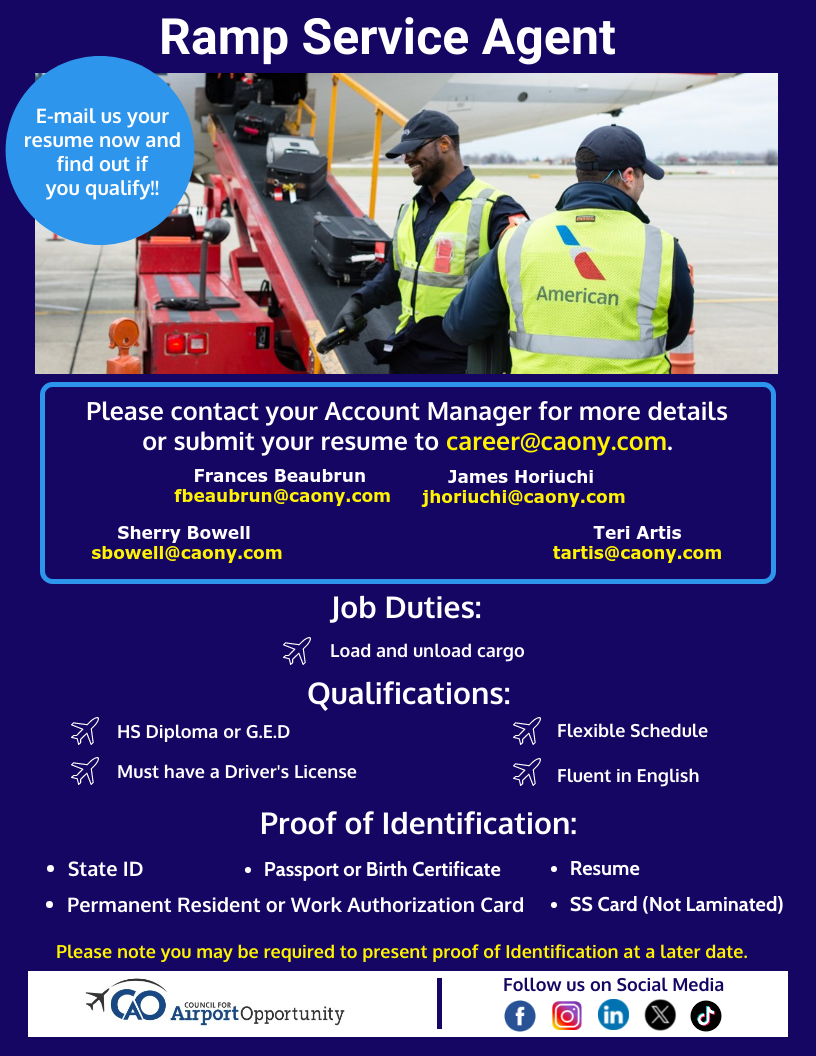 Ramp Service Agent @NYCC - Council For Airport Opportunity